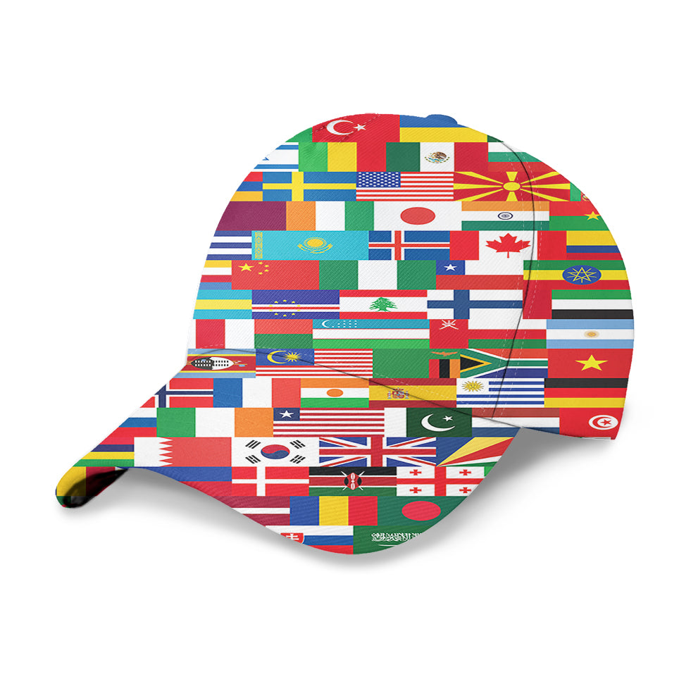 World Flags Designed 3D Peaked Cap
