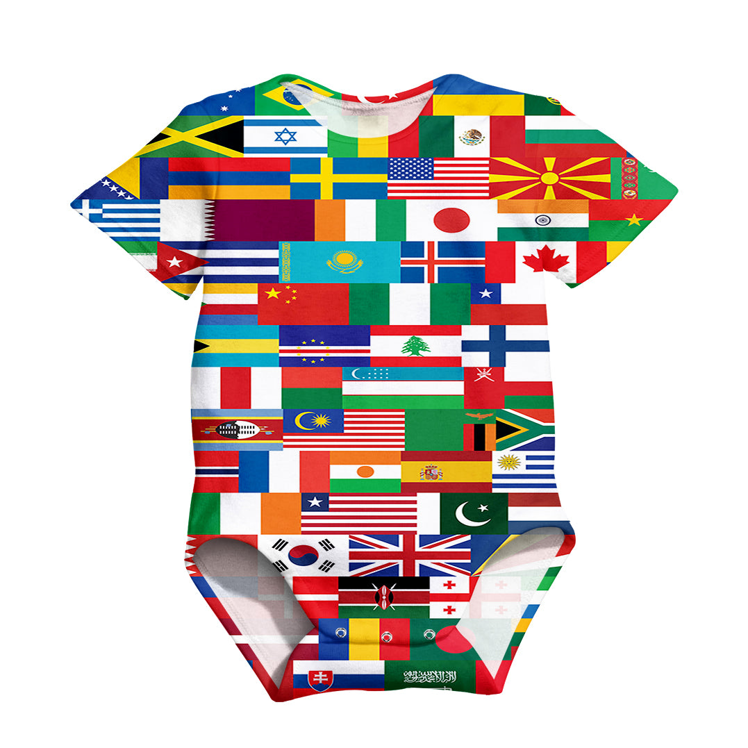 World Flags Designed 3D Baby Bodysuits