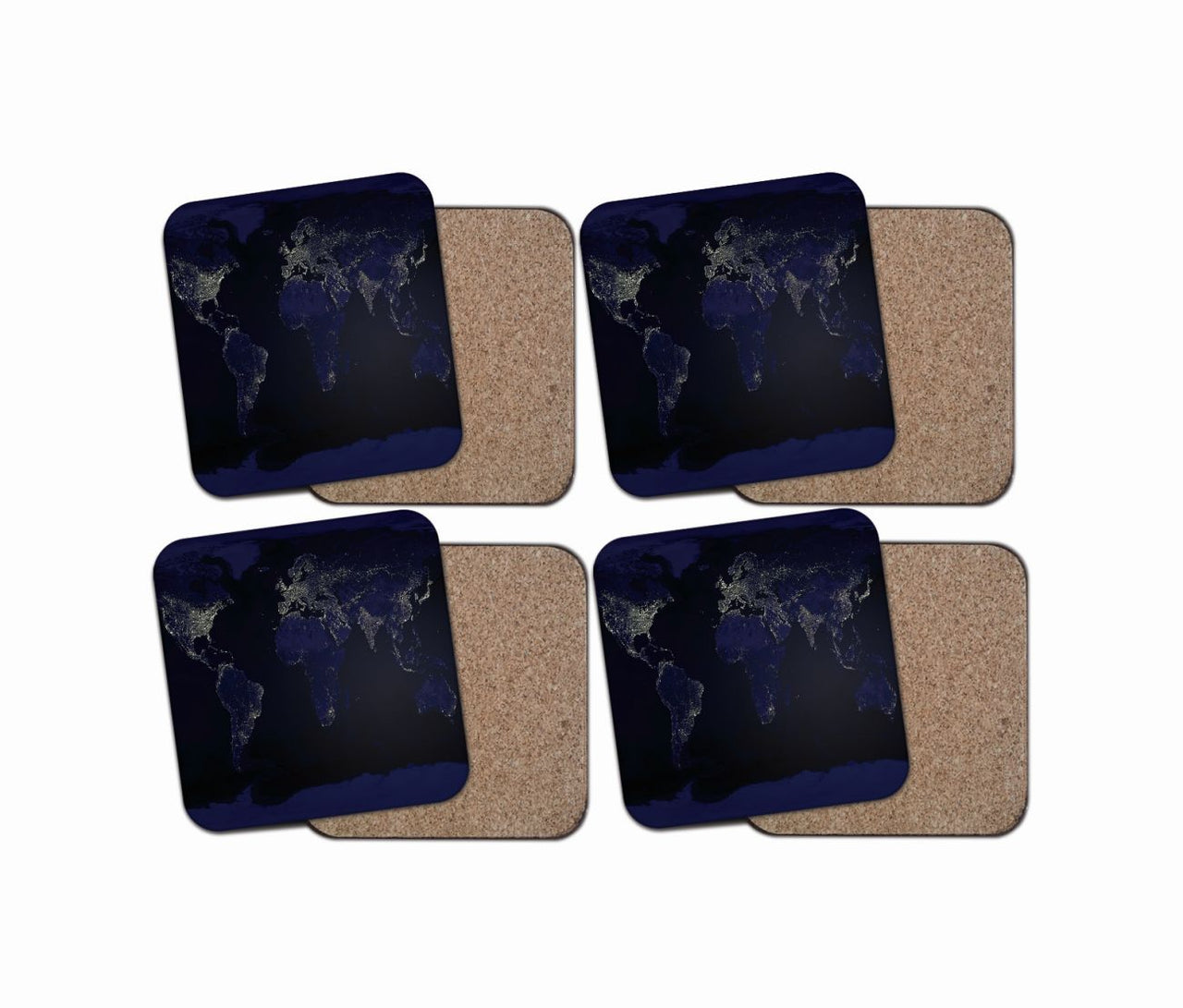 World Map From Space Designed Coasters