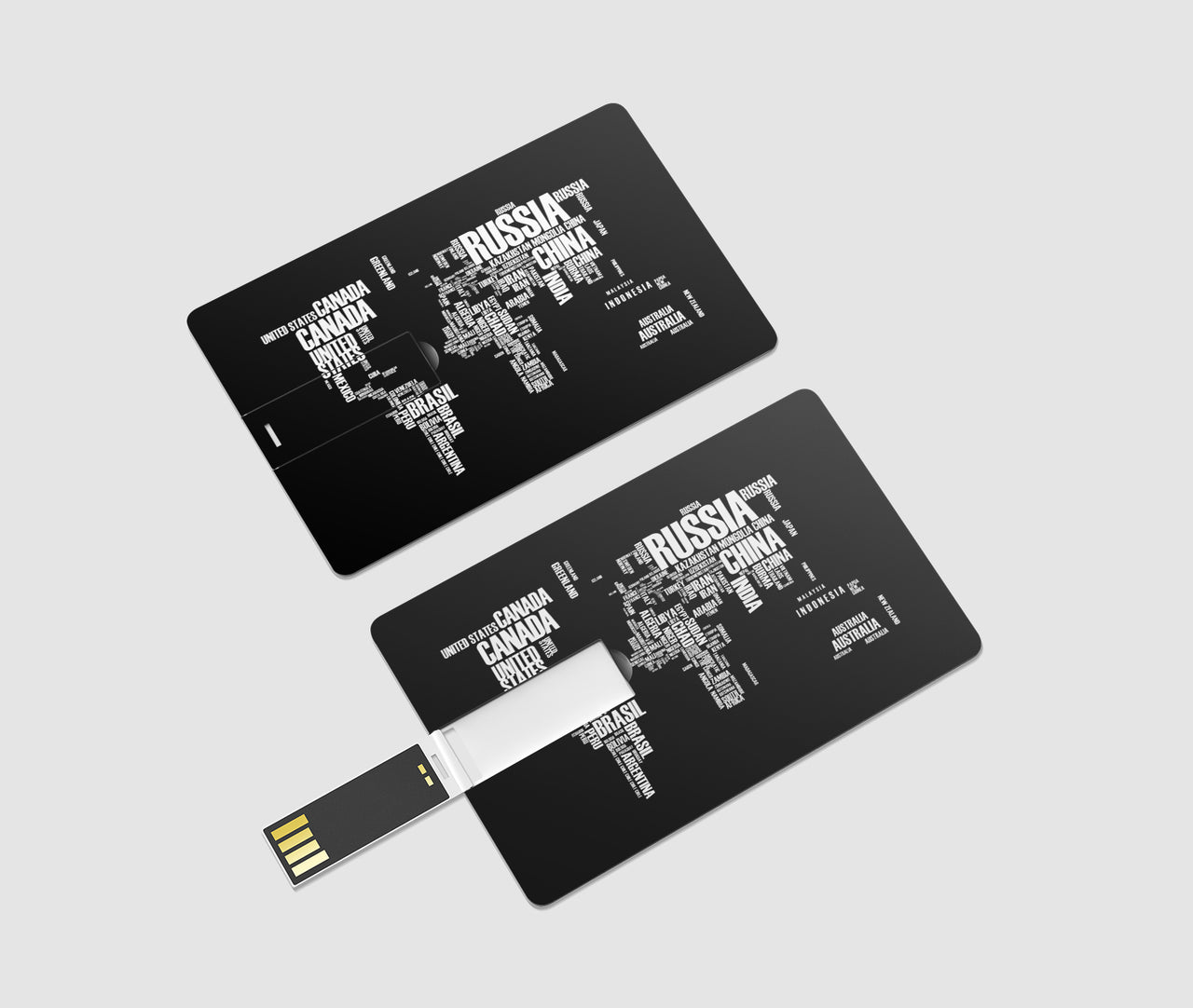 World Map (Text) Designed USB Cards