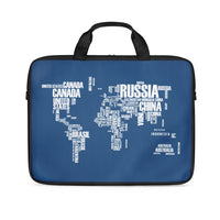 Thumbnail for World Map (Text) Designed Laptop & Tablet Bags