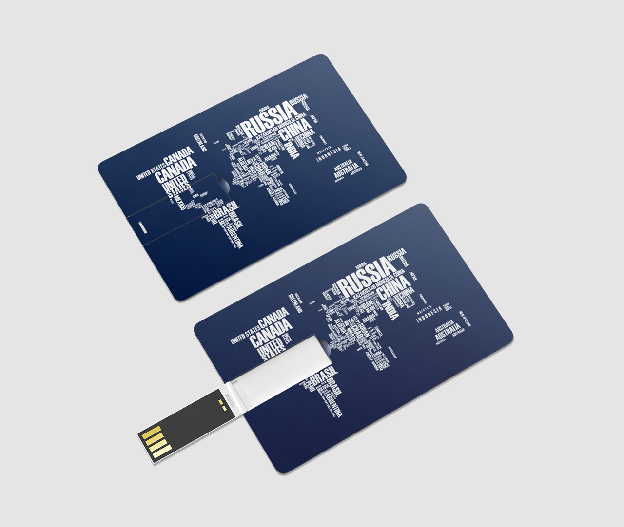 World Map (Text) Designed USB Cards