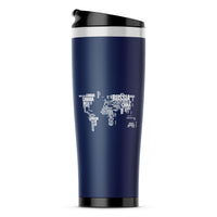 Thumbnail for World Map (Text) Designed Travel Mugs