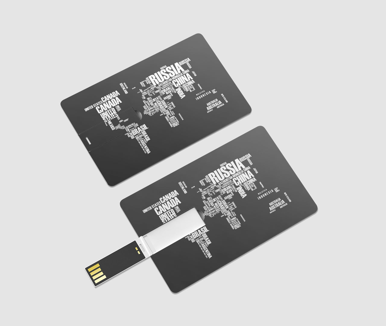 World Map (Text) Designed USB Cards