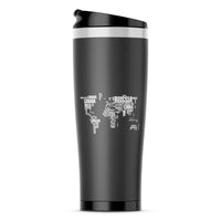 Thumbnail for World Map (Text) Designed Travel Mugs