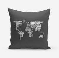 Thumbnail for World Map (Text) Designed Pillows