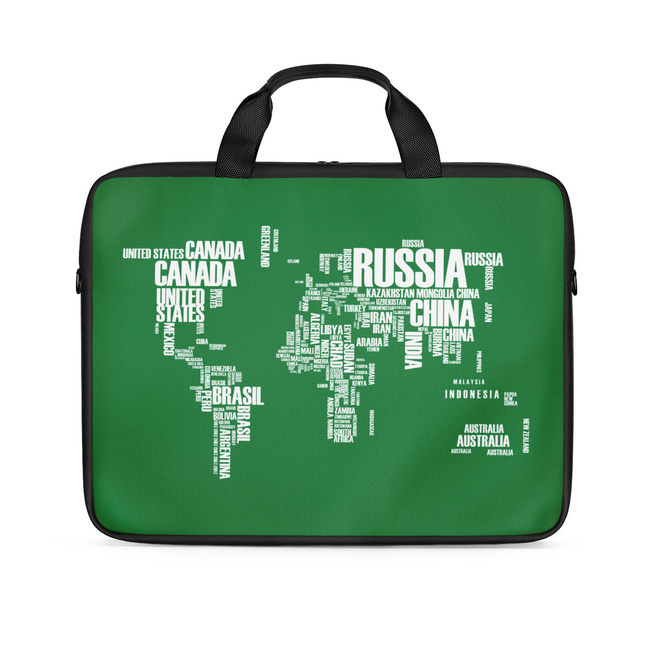World Map (Text) Designed Laptop & Tablet Bags
