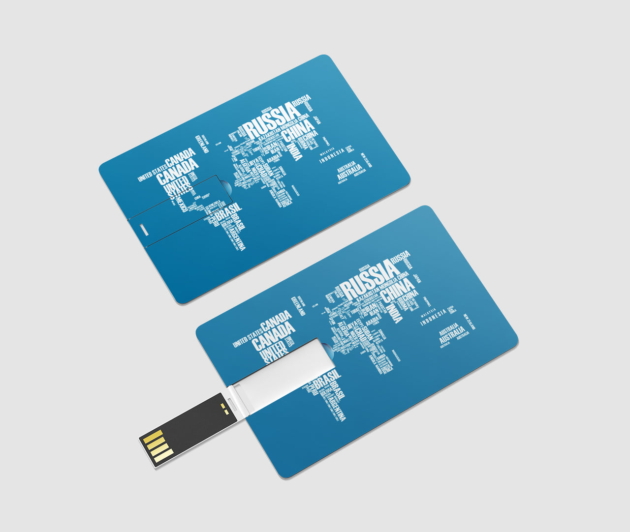 World Map (Text) Designed USB Cards