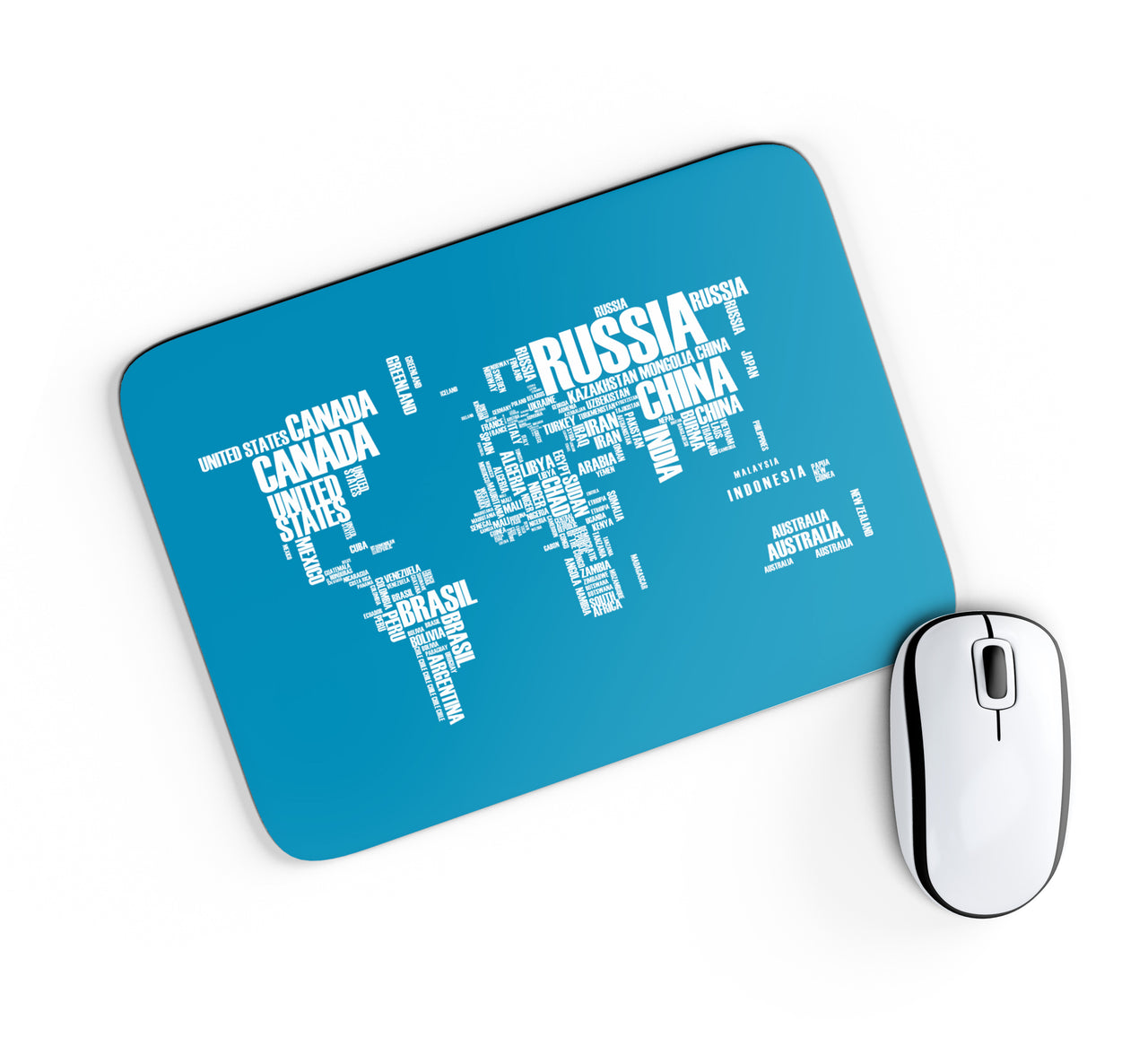 World Map (Text) Designed Mouse Pads