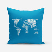 Thumbnail for World Map (Text) Designed Pillows