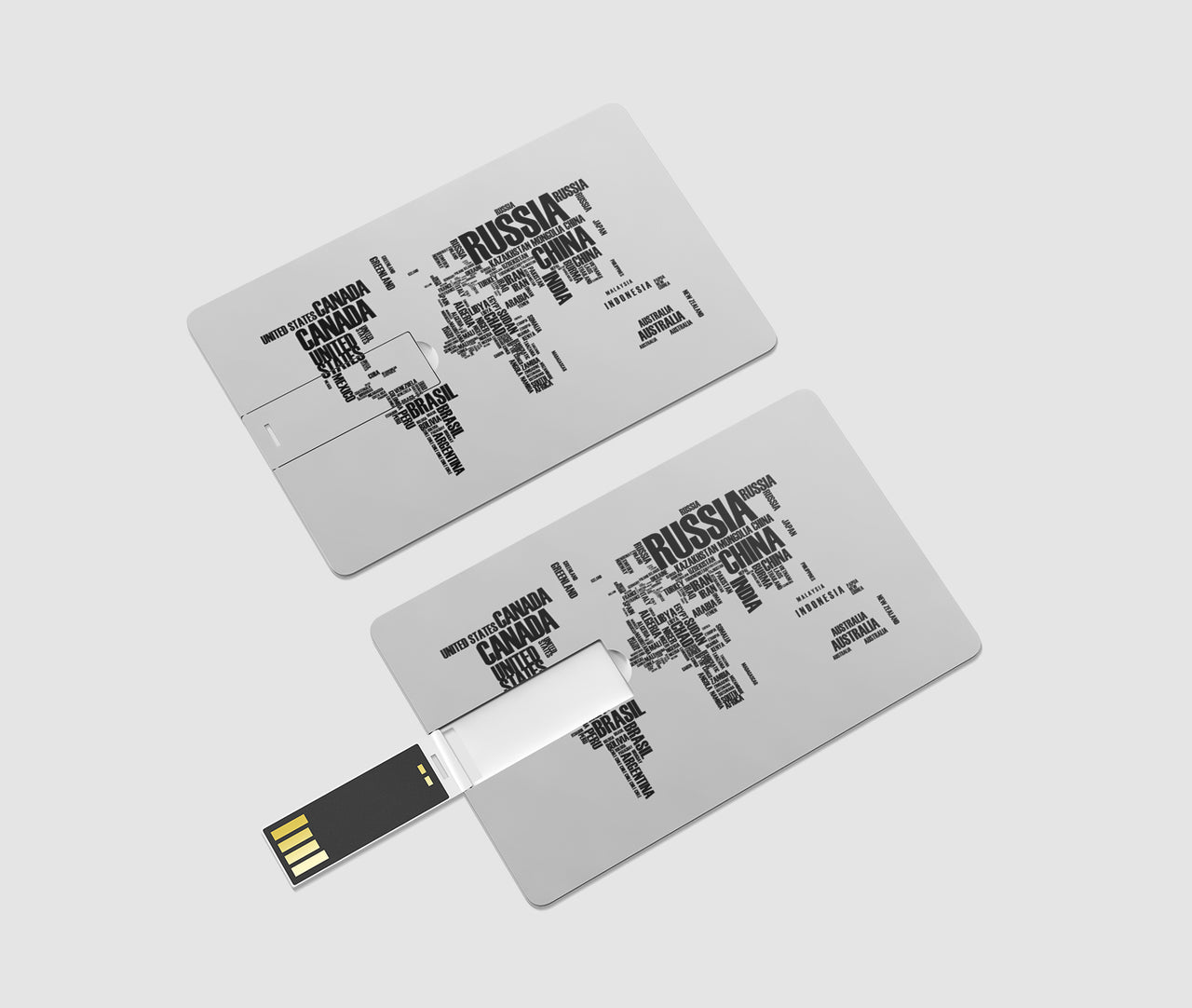 World Map (Text) Designed USB Cards
