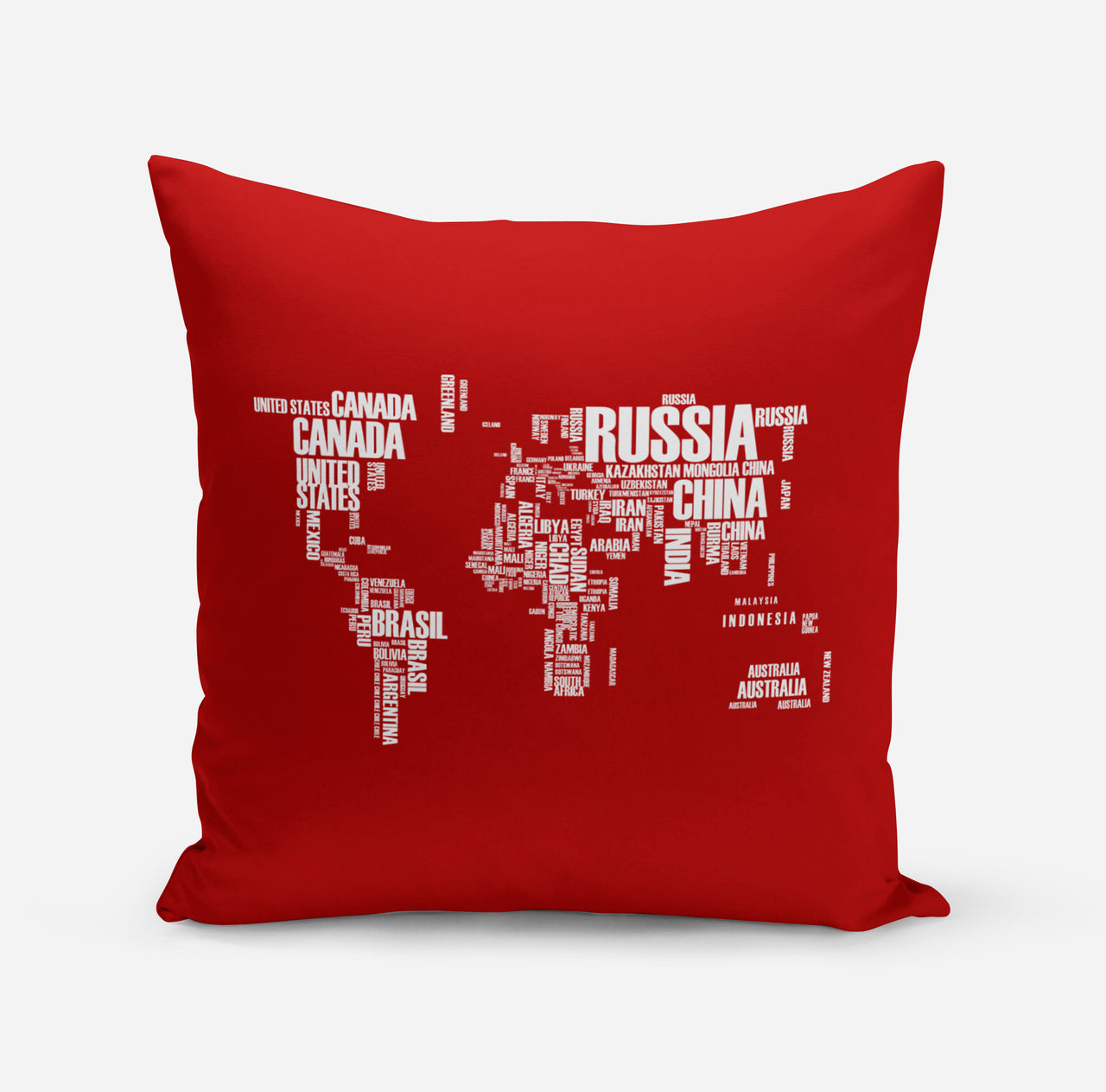 World Map (Text) Designed Pillows