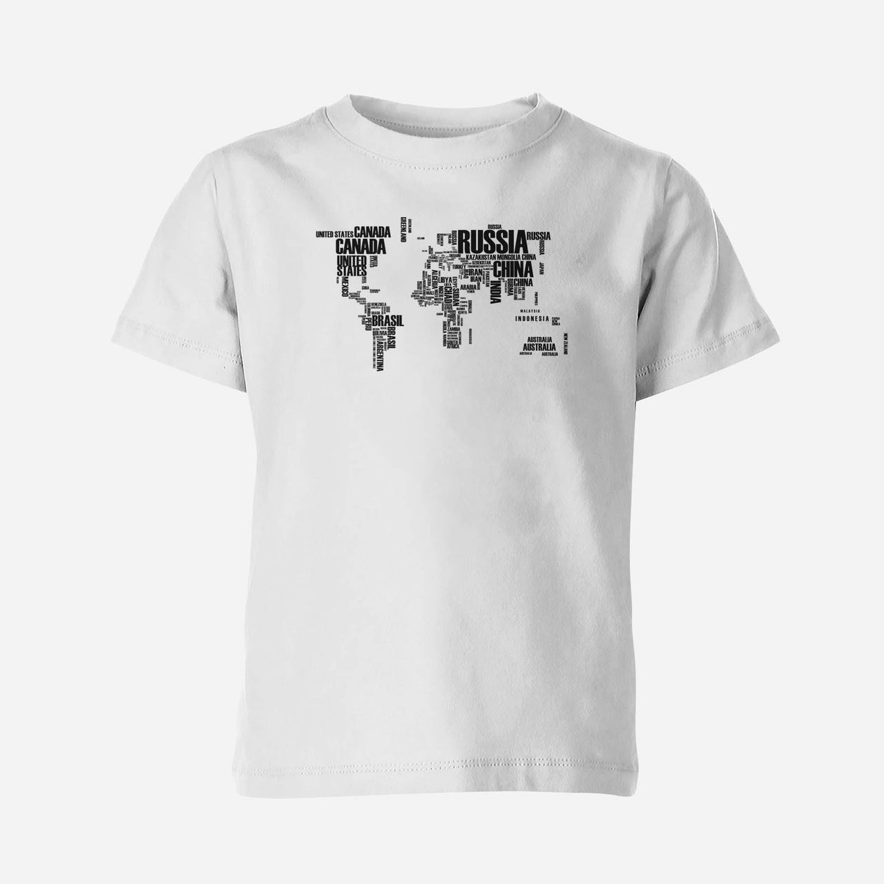 World Map (Text) Designed Children T-Shirts