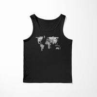 Thumbnail for World Map (Text) Designed Tank Tops