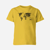Thumbnail for World Map (Text) Designed Children T-Shirts