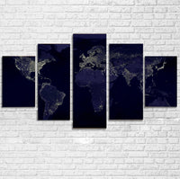 Thumbnail for World Map From Space Printed Multiple Canvas Poster Aviation Shop 