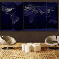 Thumbnail for World Map From Space Printed Canvas Prints (5 Pieces) Aviation Shop 