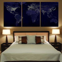 Thumbnail for World Map From Space Printed Canvas Posters (3 Pieces) Aviation Shop 