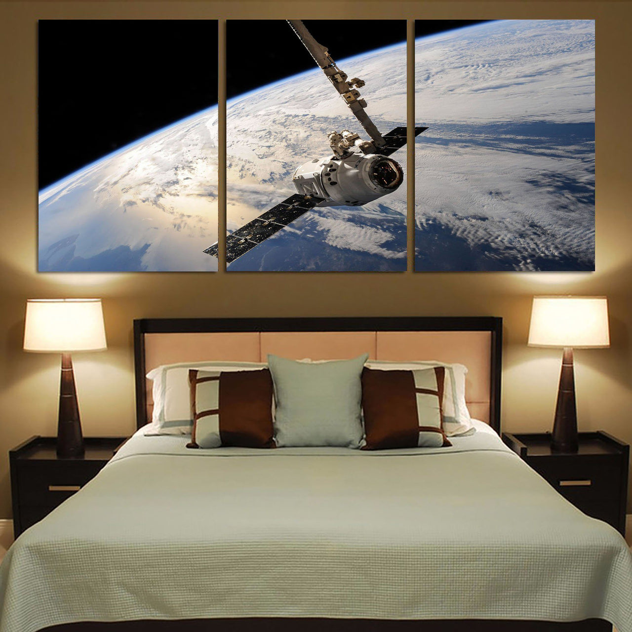 World View from Space Printed Canvas Posters (3 Pieces) Aviation Shop 