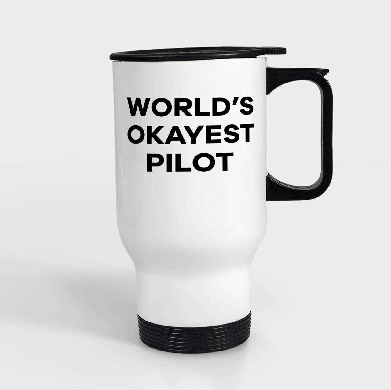 World's Okayest Pilot Designed Travel Mugs (With Holder)