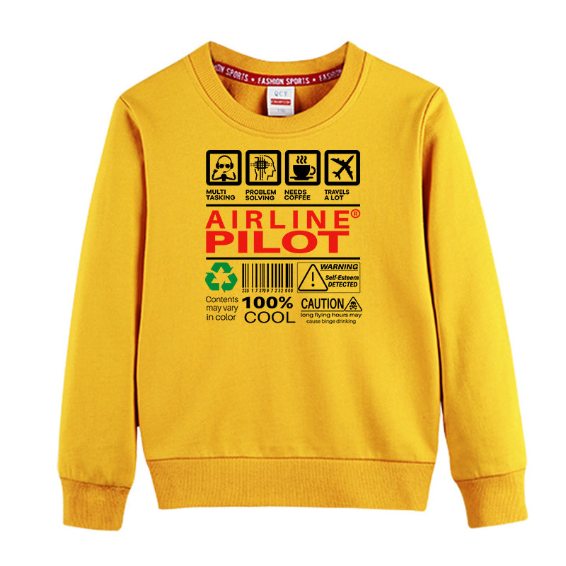 Airline Pilot Label Designed "CHILDREN" Sweatshirts