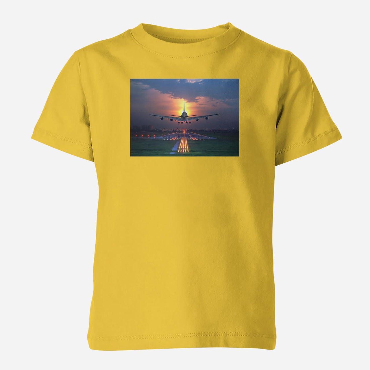 Super Airbus A380 Landing During Sunset Designed Children T-Shirts