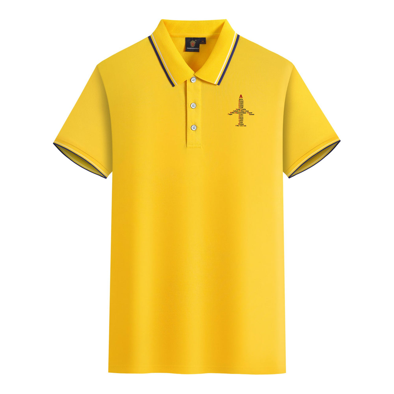 Airplane Shape Aviation Alphabet Designed Stylish Polo T-Shirts