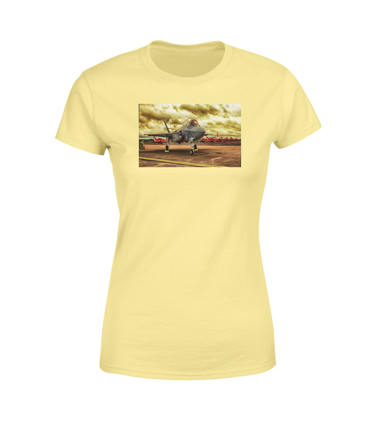 Fighting Falcon F35 at Airbase Designed Women T-Shirts