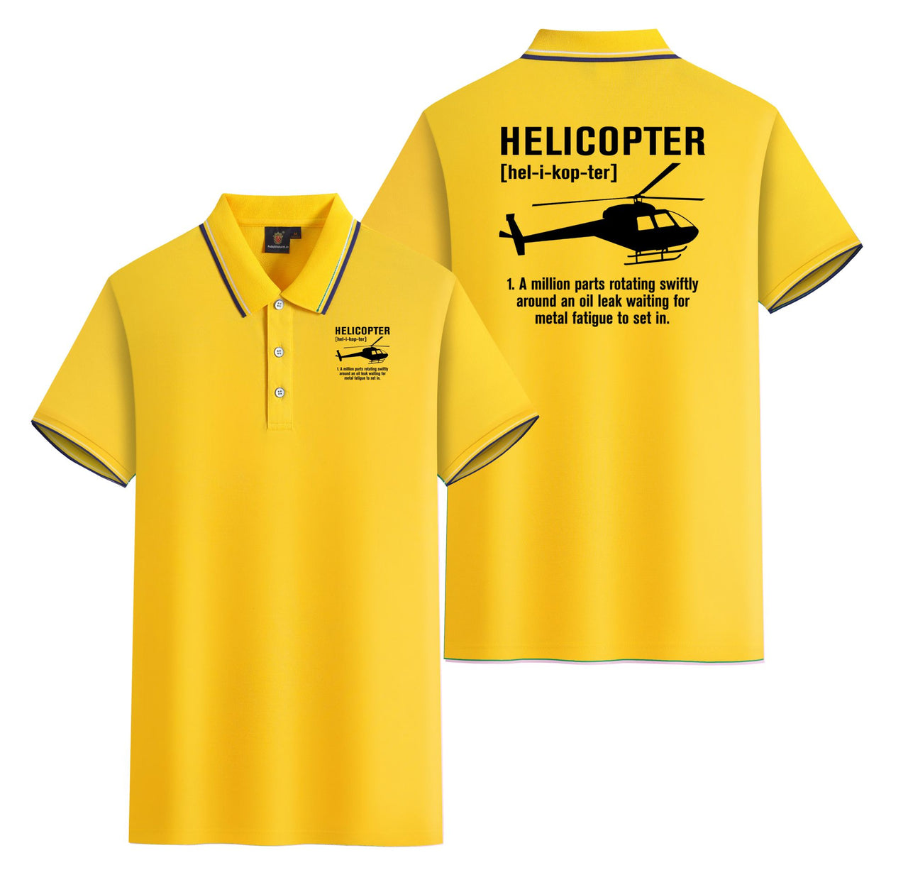Helicopter [Noun] Designed Stylish Polo T-Shirts (Double-Side)