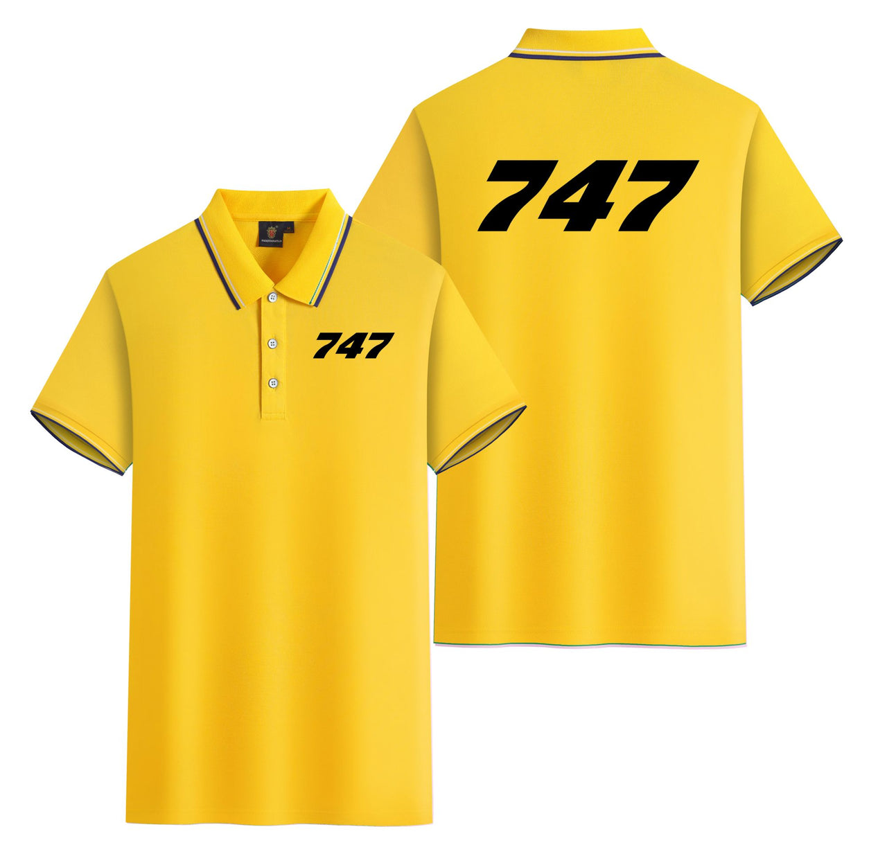 747 Flat Text Designed Stylish Polo T-Shirts (Double-Side)