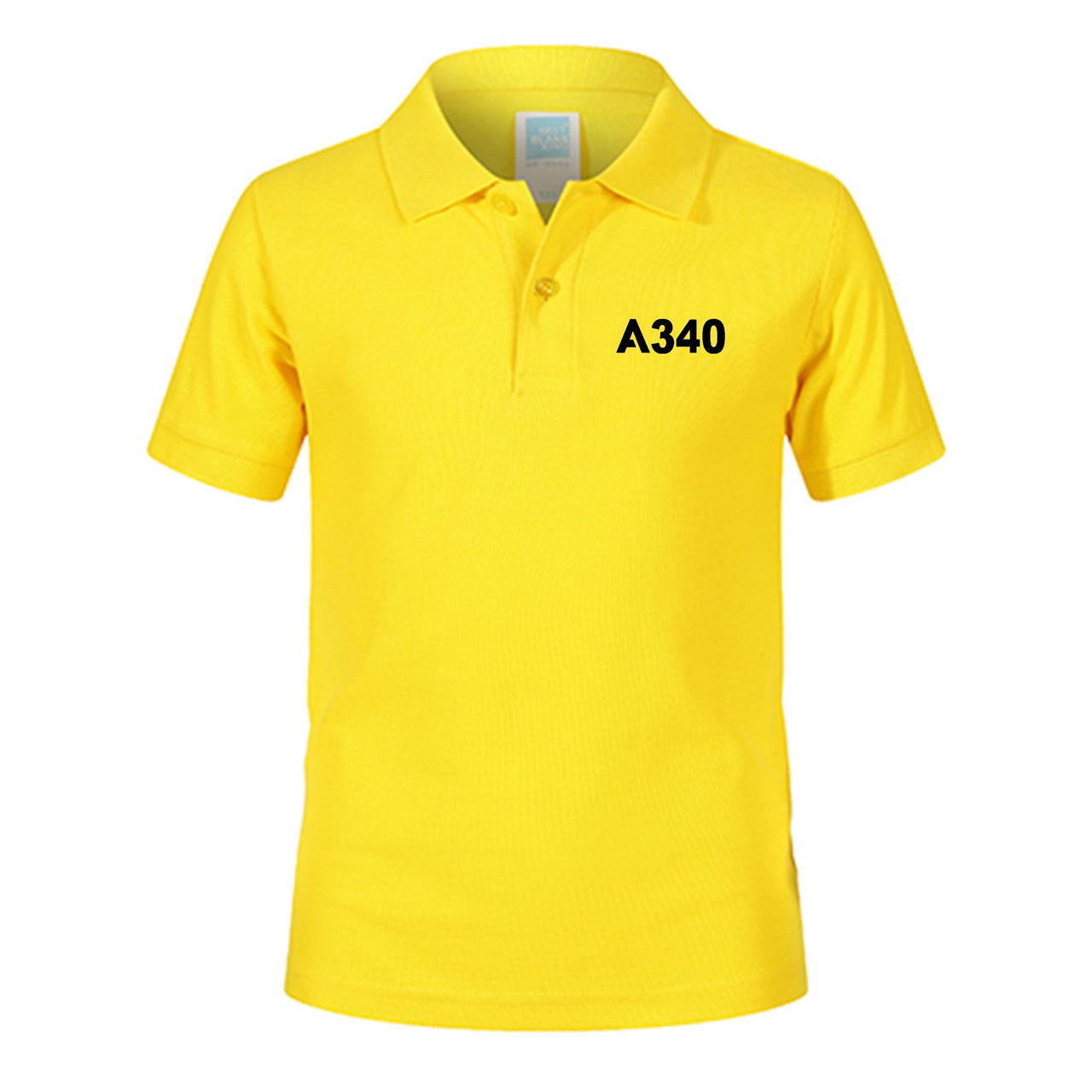 A340 Flat Text Designed Children Polo T-Shirts
