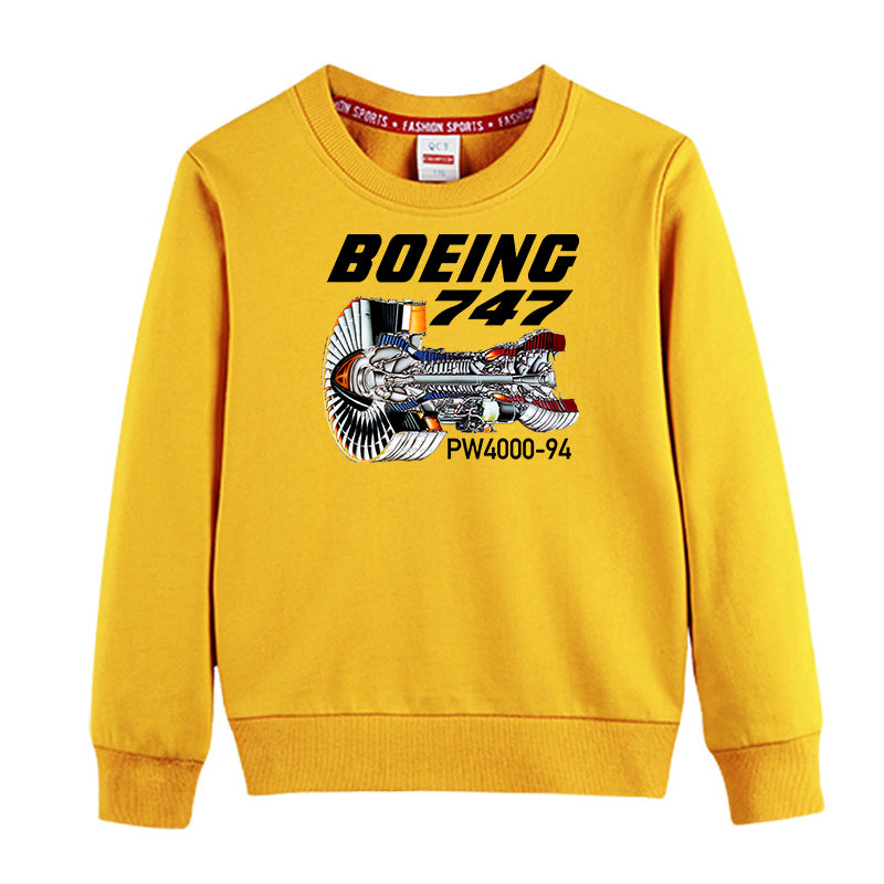 Boeing 747 & PW4000-94 Engine Designed "CHILDREN" Sweatshirts