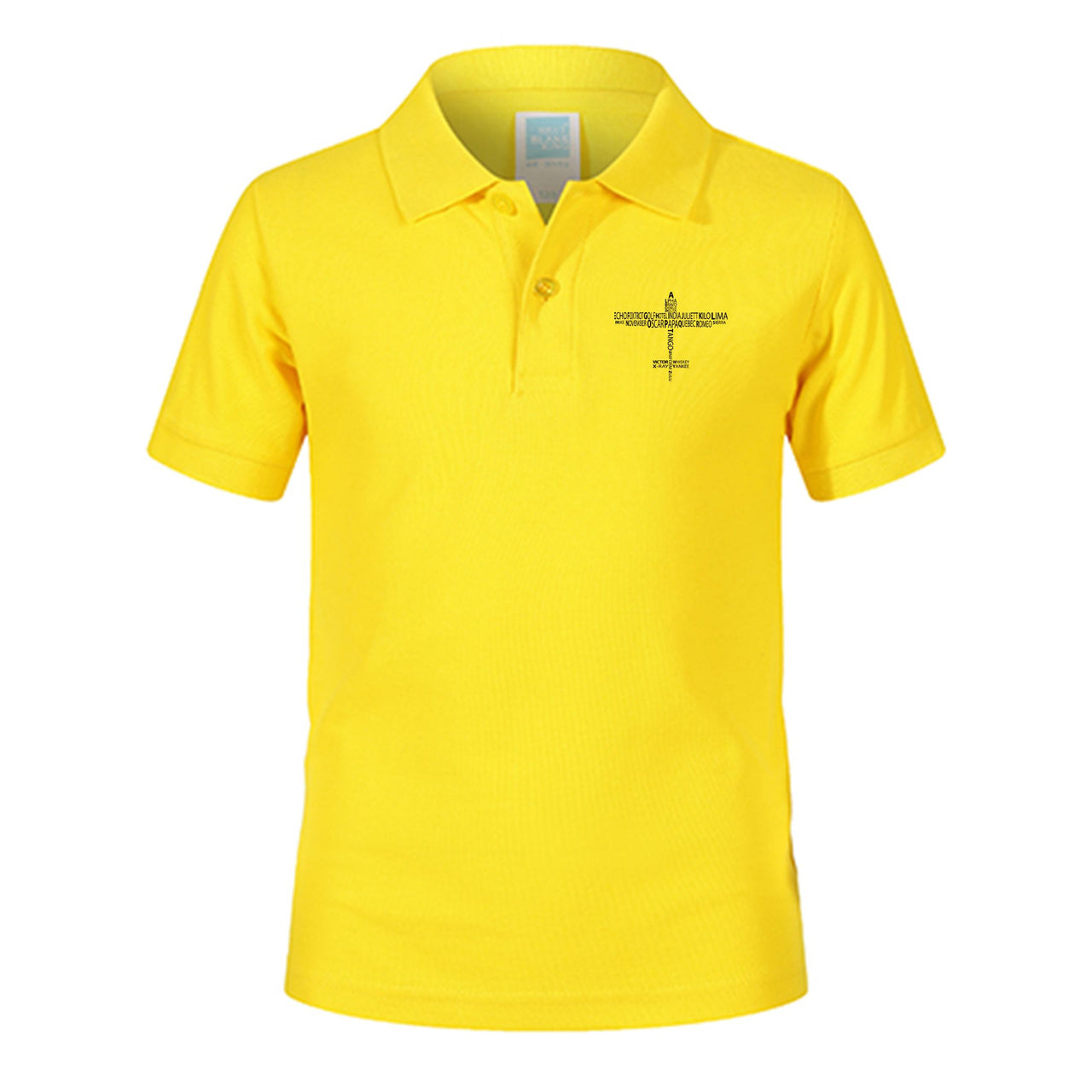 Propeller Shape Aviation Alphabet Designed Children Polo T-Shirts