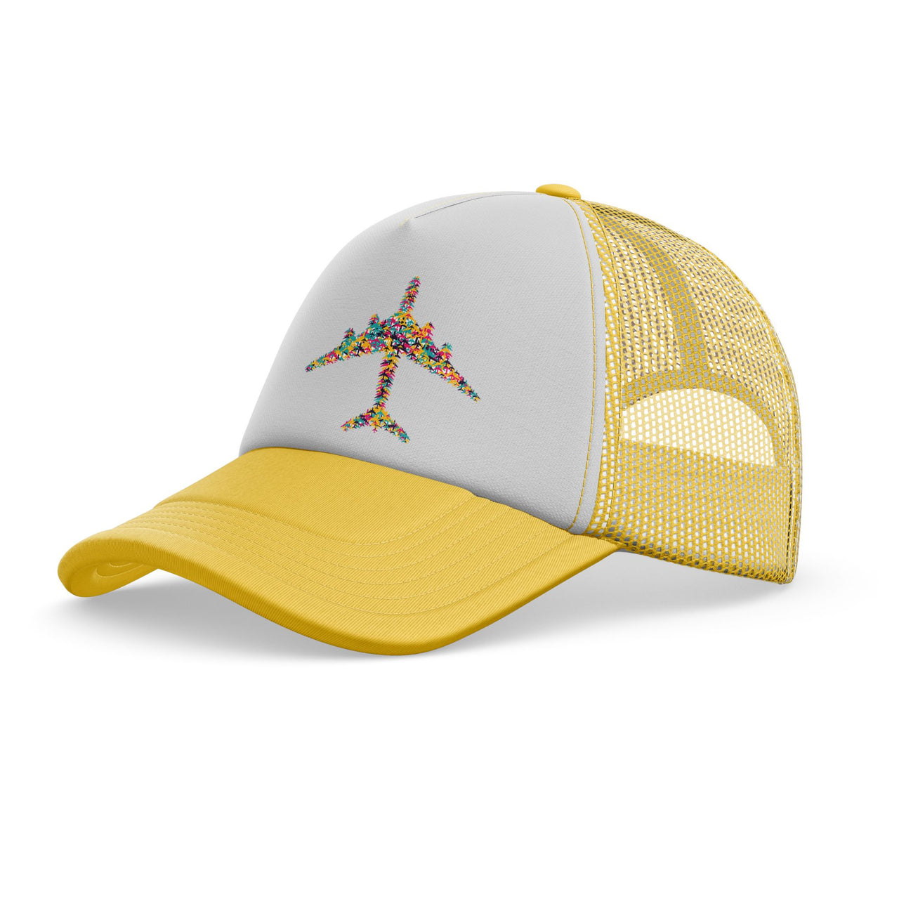 Colourful Airplane Designed Trucker Caps & Hats