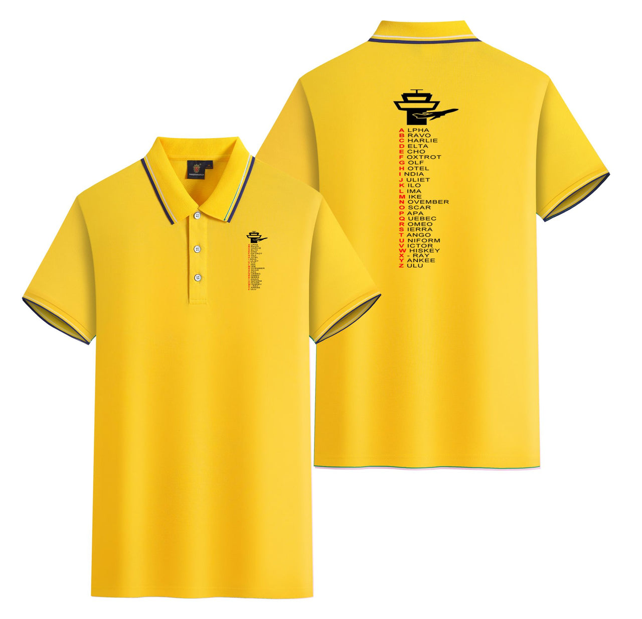 Aviation Alphabet Designed Stylish Polo T-Shirts (Double-Side)
