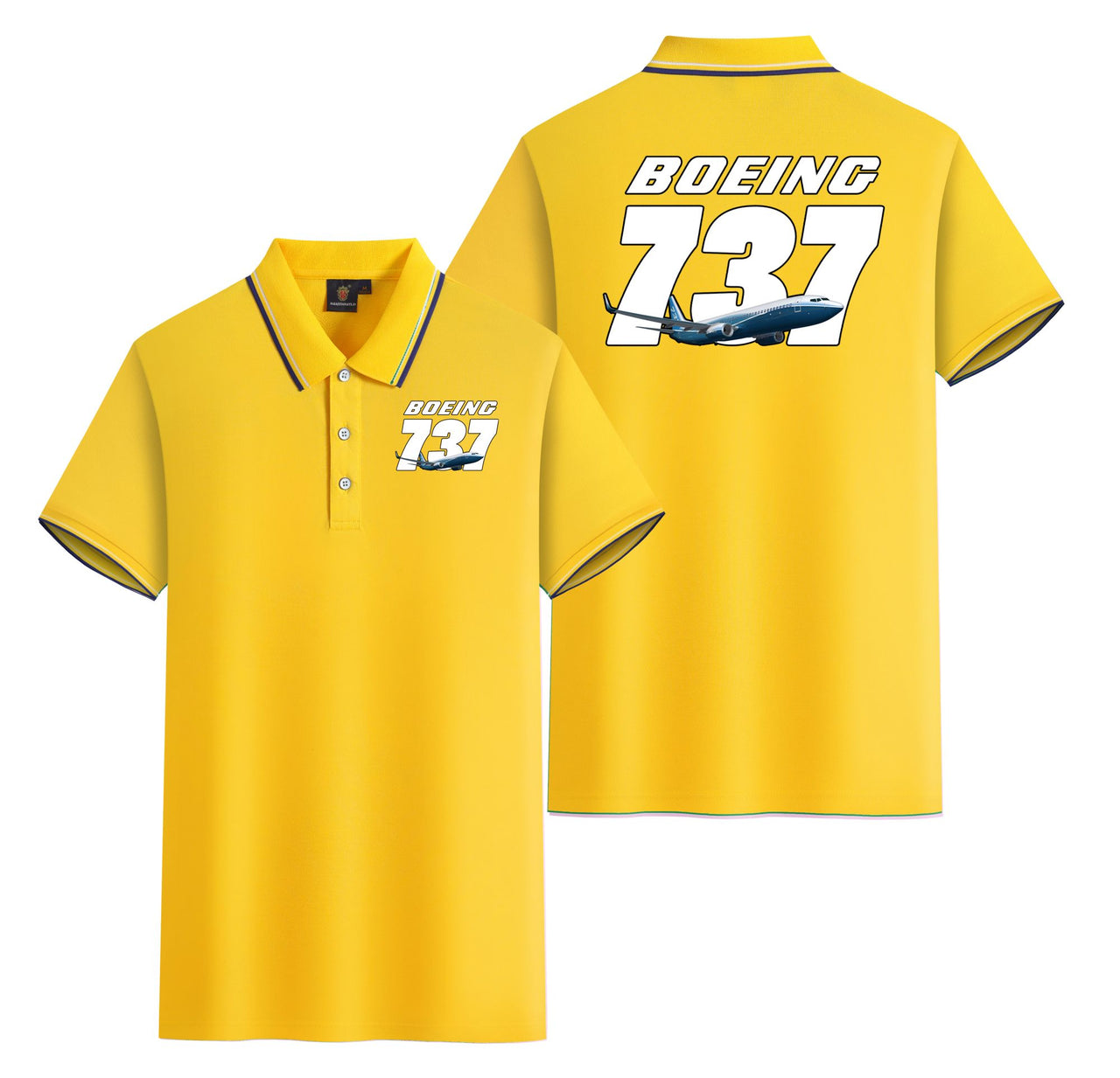 Super Boeing 737+Text Designed Stylish Polo T-Shirts (Double-Side)