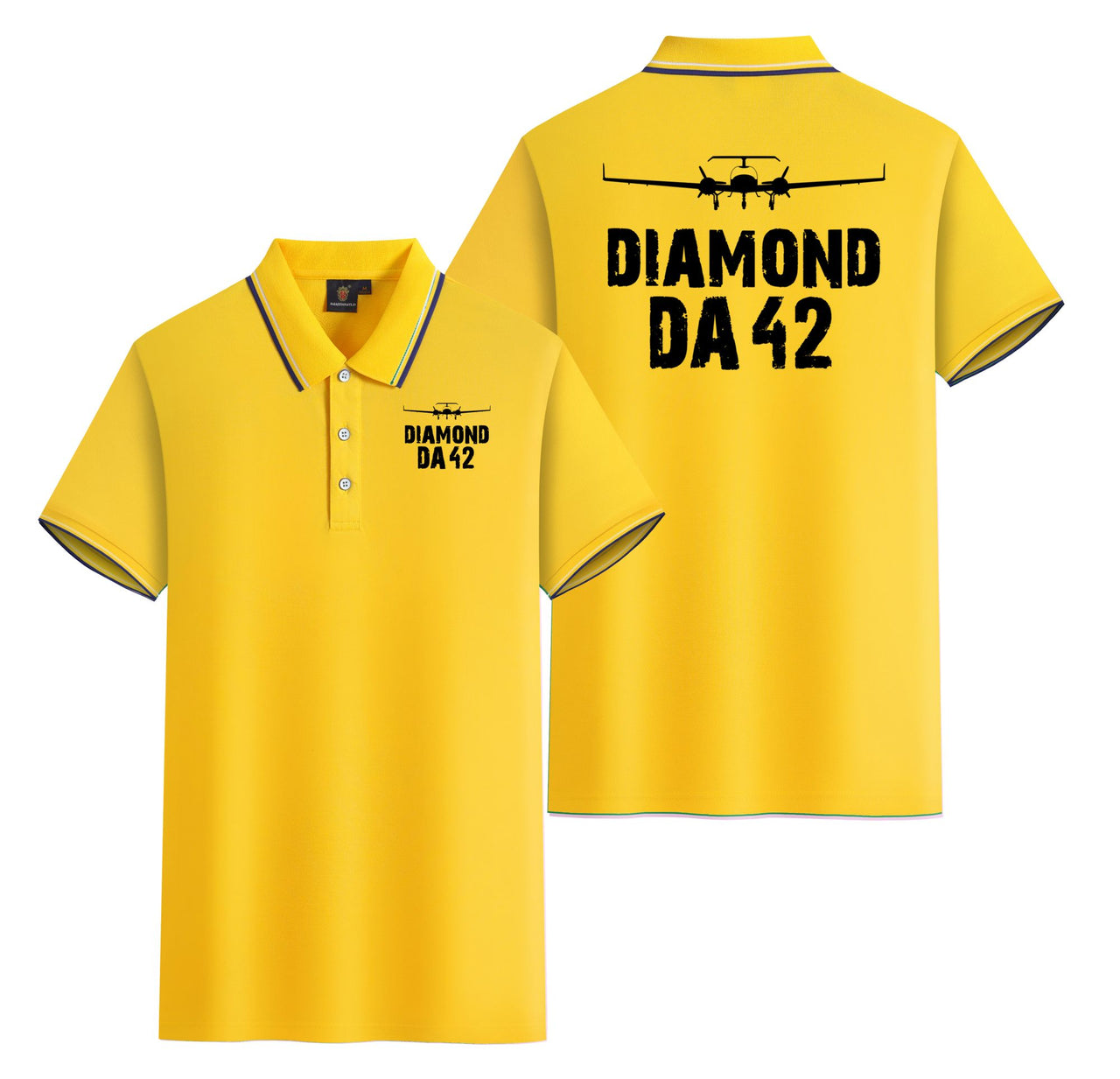 Diamond DA42 & Plane Designed Stylish Polo T-Shirts (Double-Side)