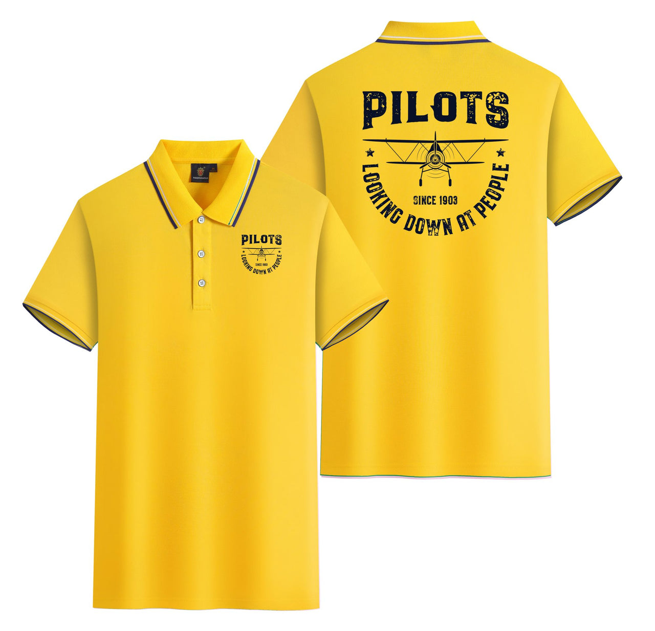 Pilots Looking Down at People Since 1903 Designed Stylish Polo T-Shirts (Double-Side)