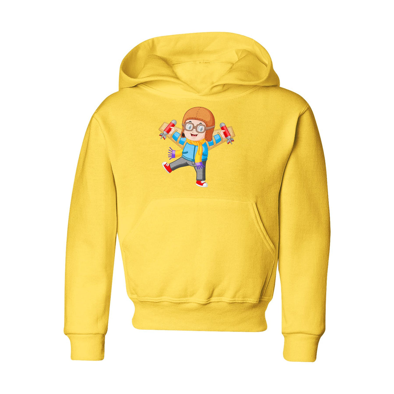 Cute Little Boy Pilot Costume Playing With Wings Designed "CHILDREN" Hoodies