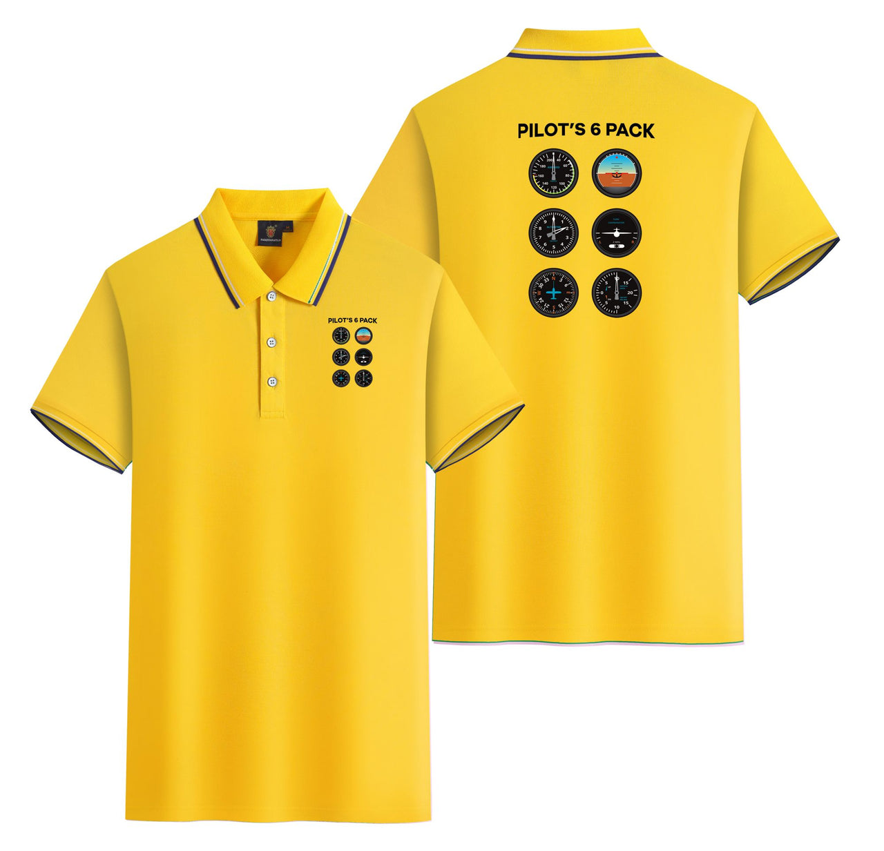 Pilot's 6 Pack Designed Stylish Polo T-Shirts (Double-Side)