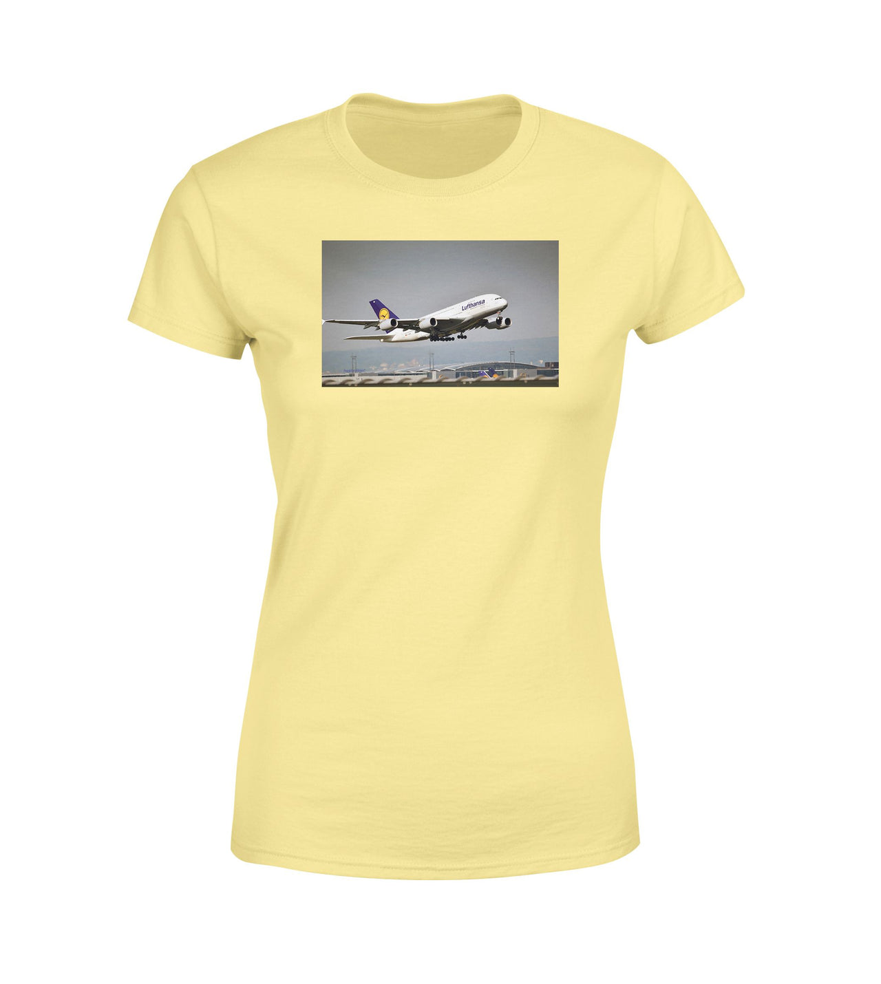 Departing Lufthansa A380 Designed Women T-Shirts