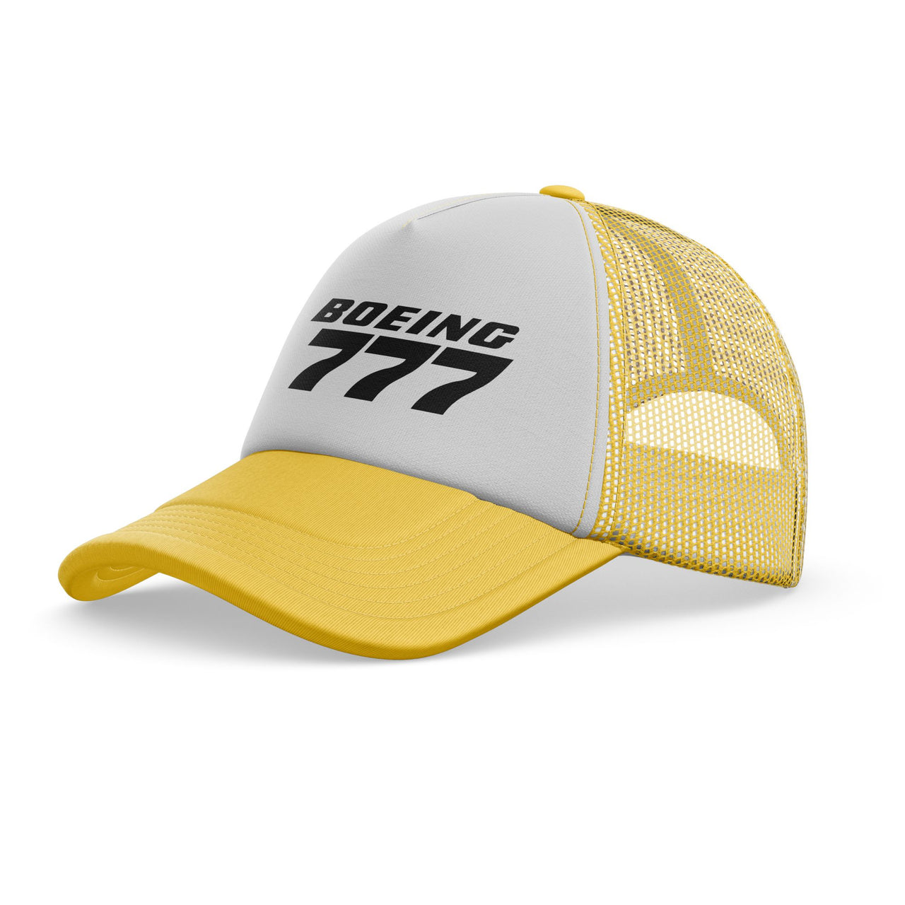 Boeing 777 & Text Designed Trucker Caps & Hats