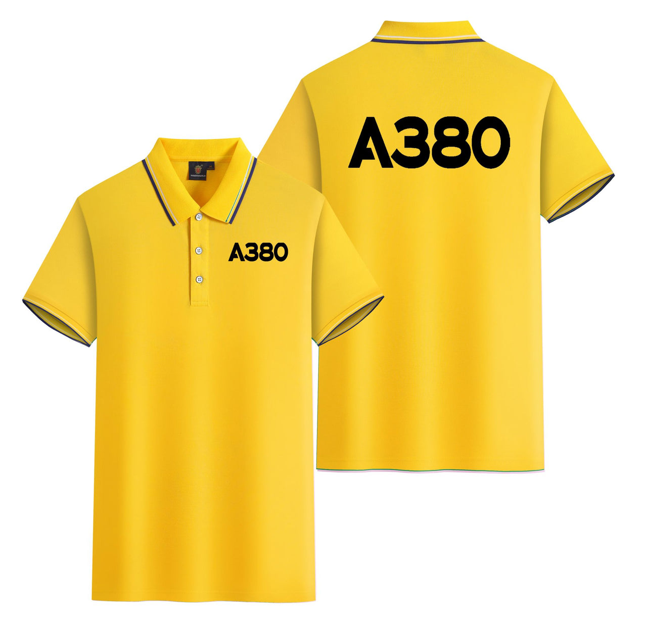 A380 Flat Text Designed Stylish Polo T-Shirts (Double-Side)