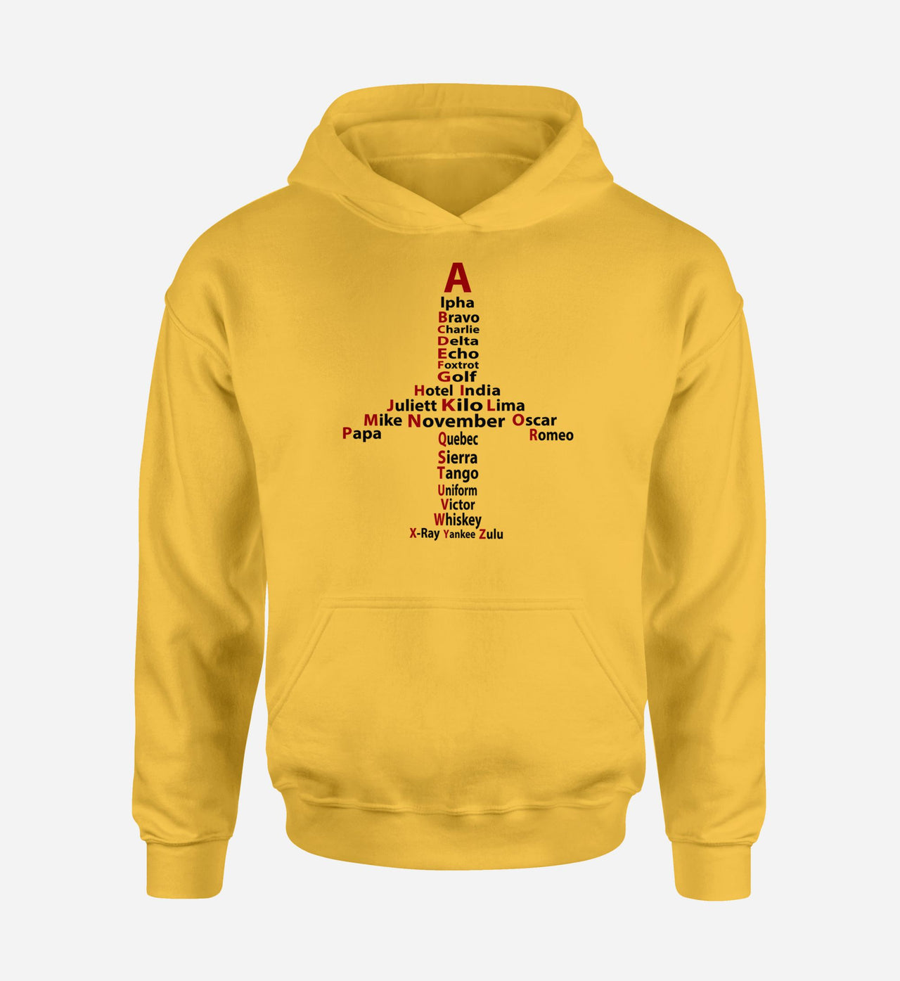 Airplane Shape Aviation Alphabet Designed Hoodies