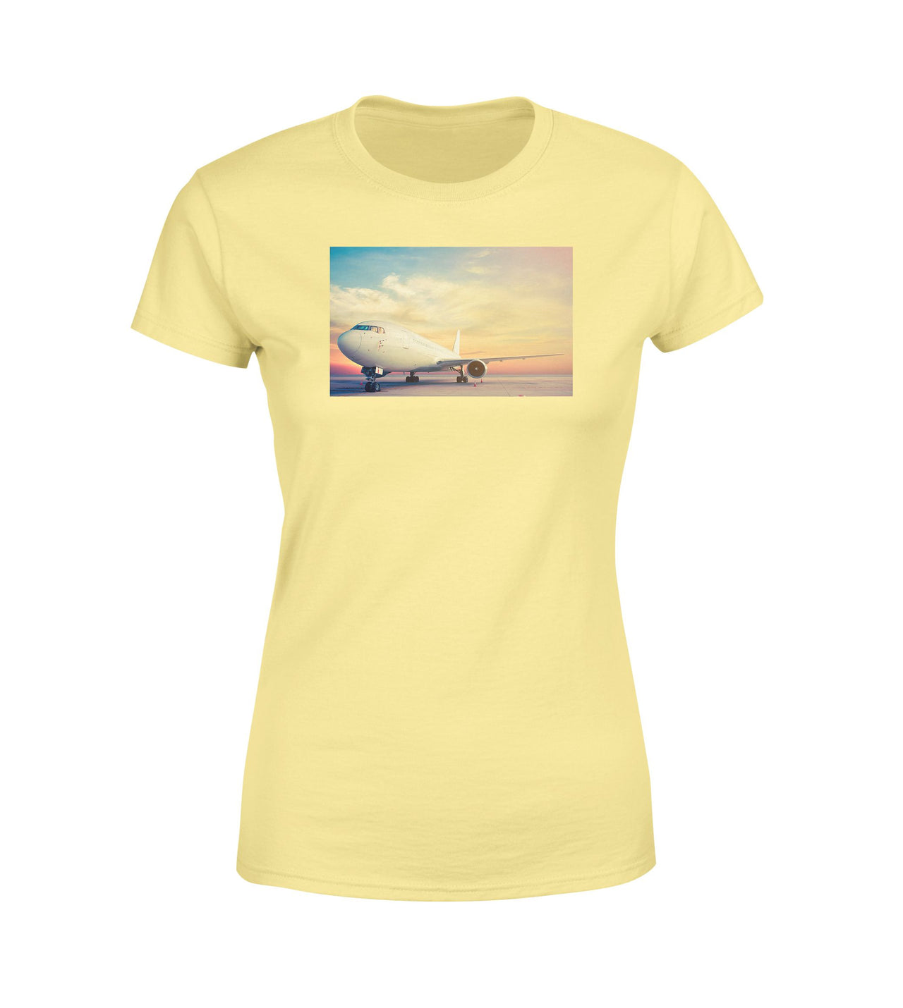 Parked Aircraft During Sunset Designed Women T-Shirts