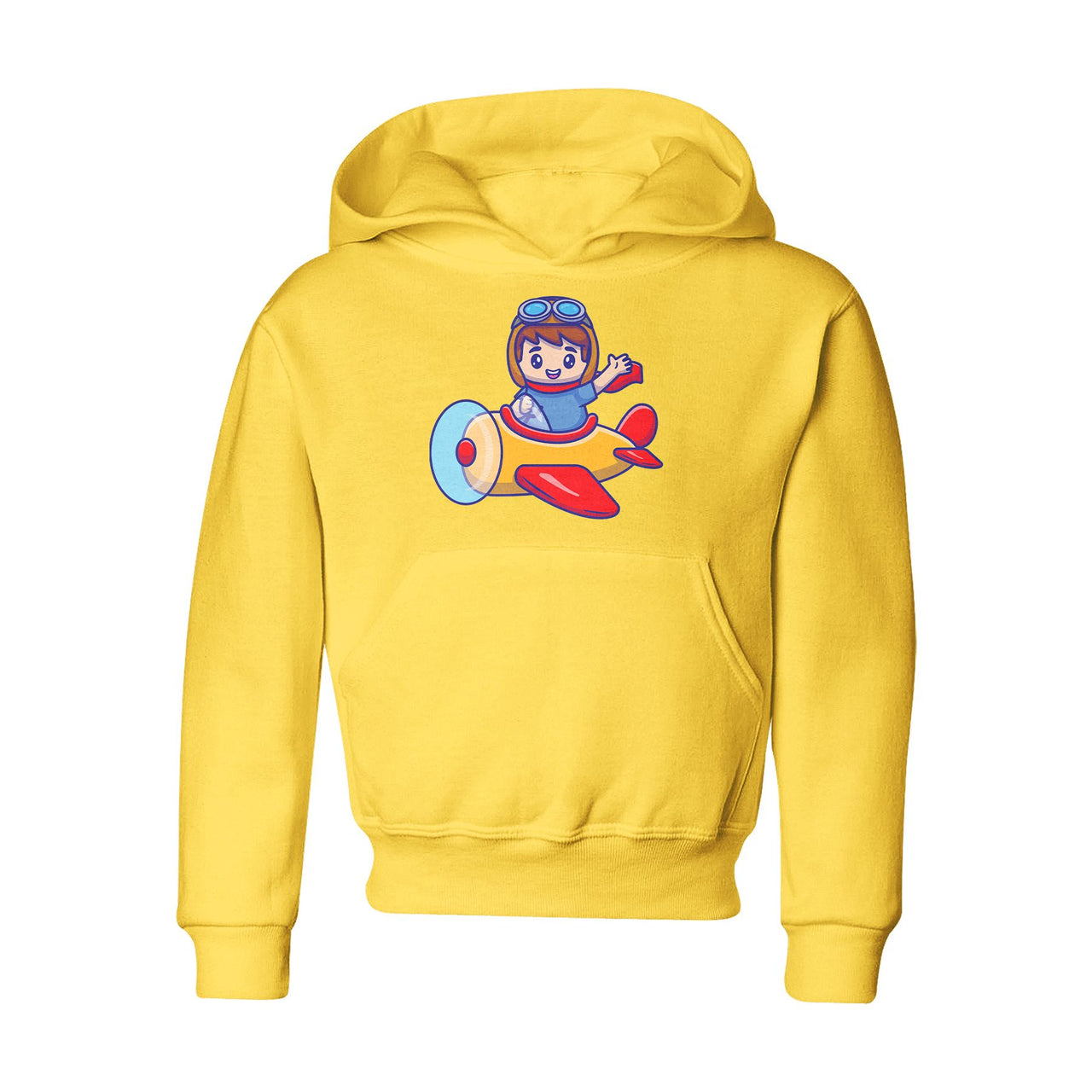 Cute Boy Driving Plane Cartoon Designed "CHILDREN" Hoodies