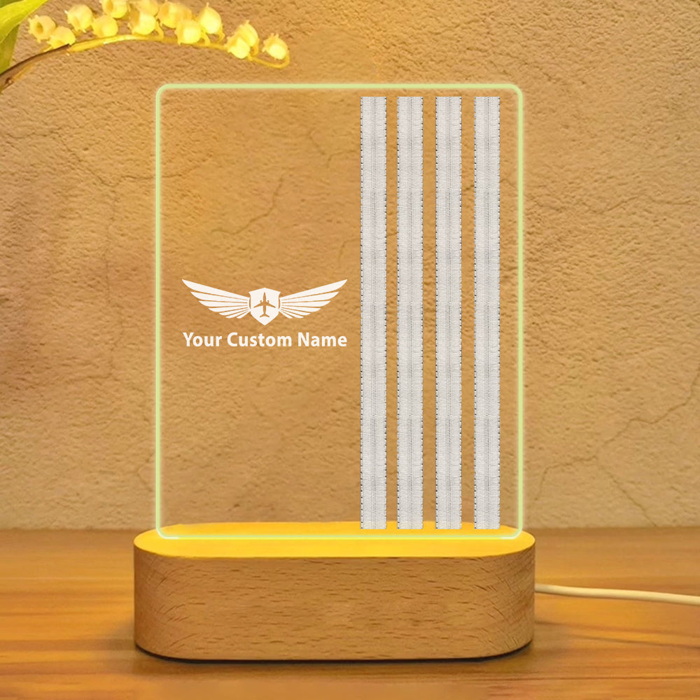 Custom Name & Special Silver Epaulettes (4,3,2 Lines) Designed Night Lamp