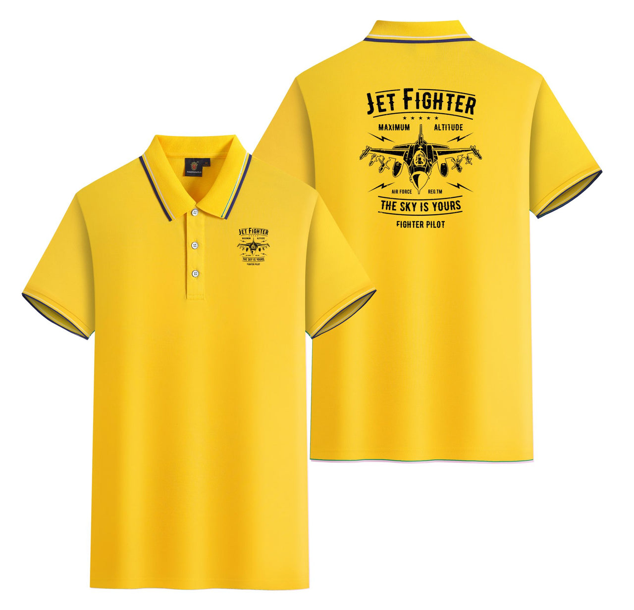 Jet Fighter - The Sky is Yours Designed Stylish Polo T-Shirts (Double-Side)