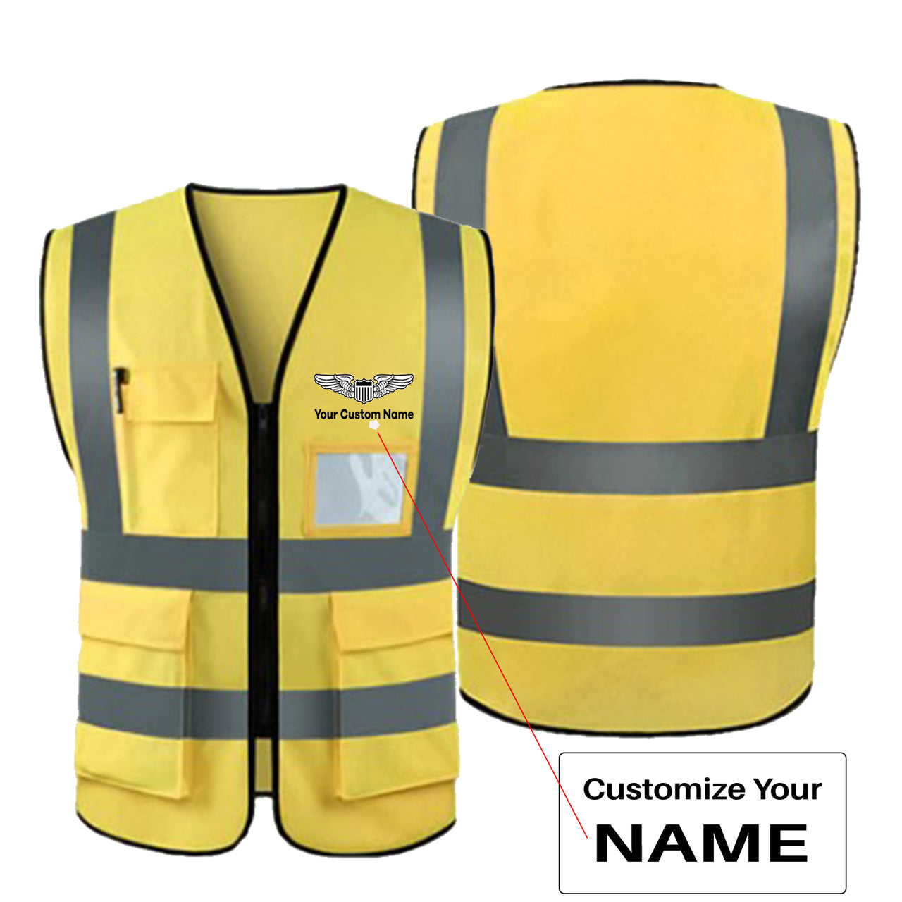 Custom Name (Military Badge ) Designed Reflective Vests