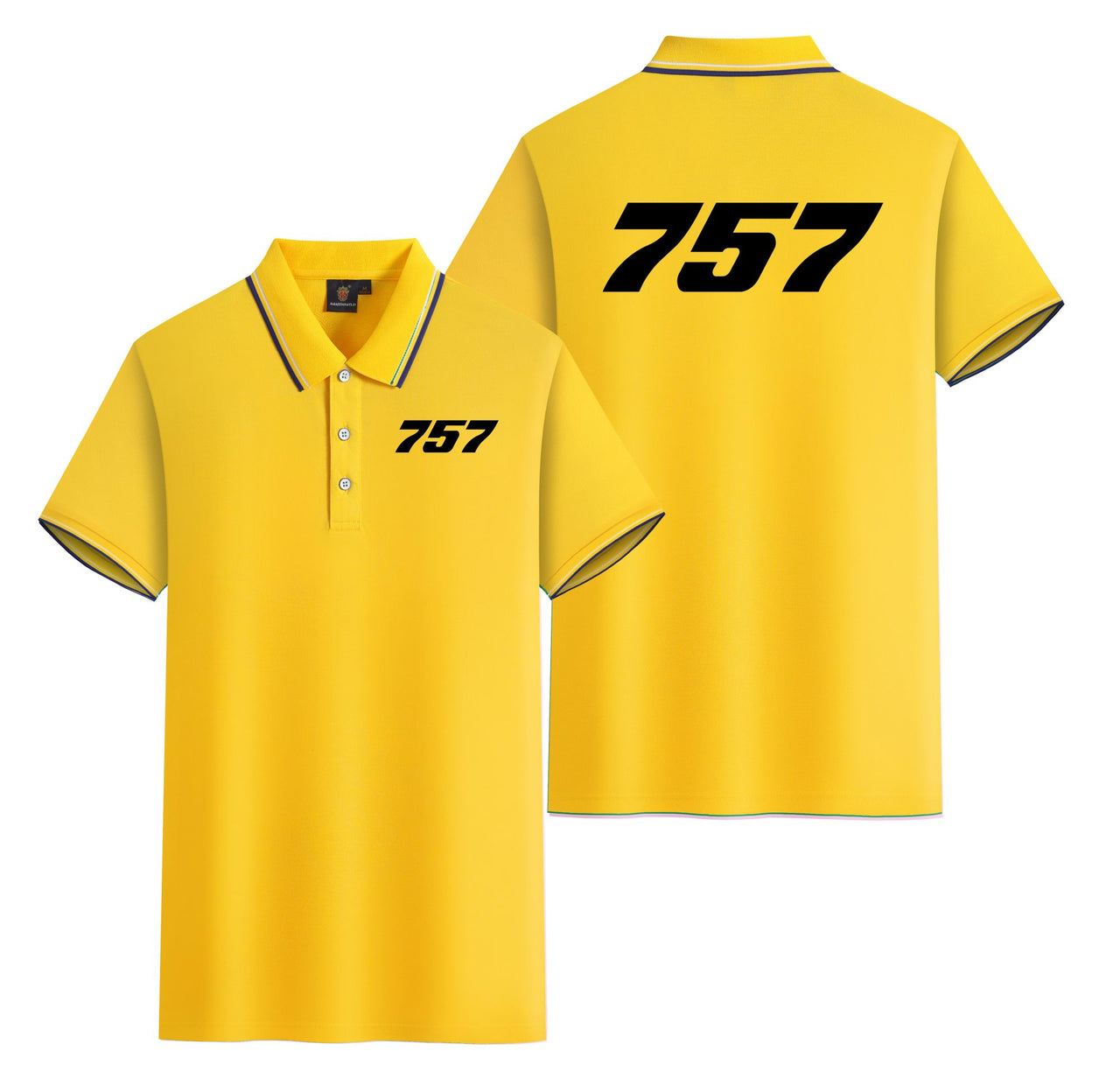 757 Flat Text Designed Stylish Polo T-Shirts (Double-Side)